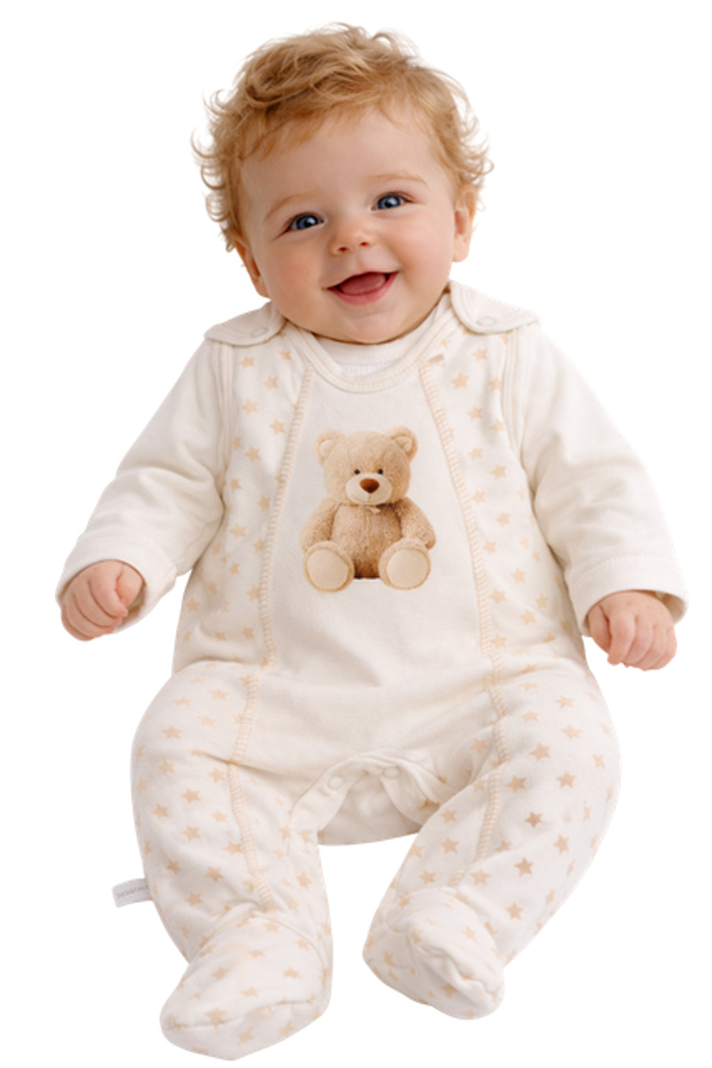 Strampler Mütze und Hemdchen Baby Anzug in Creme mit Bären