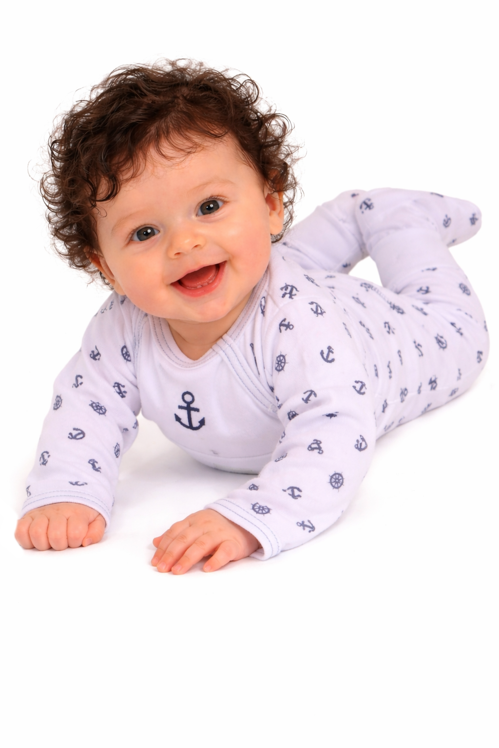 Body und Hose Baby Anzug in Weiß mit Anker Muster