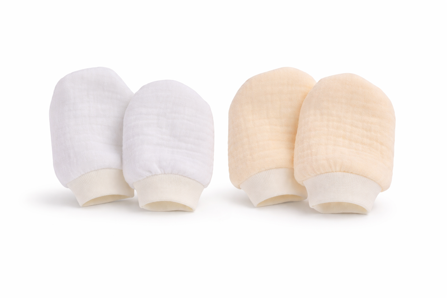 Baby Kratzfüustlinge 2er Pack aus Musselin creme weiß