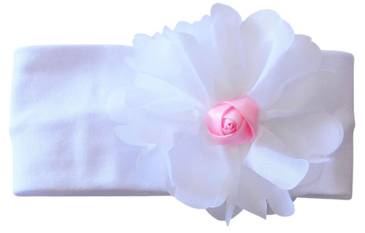 Stirnband Kopfband in Weiß mit großer Blume