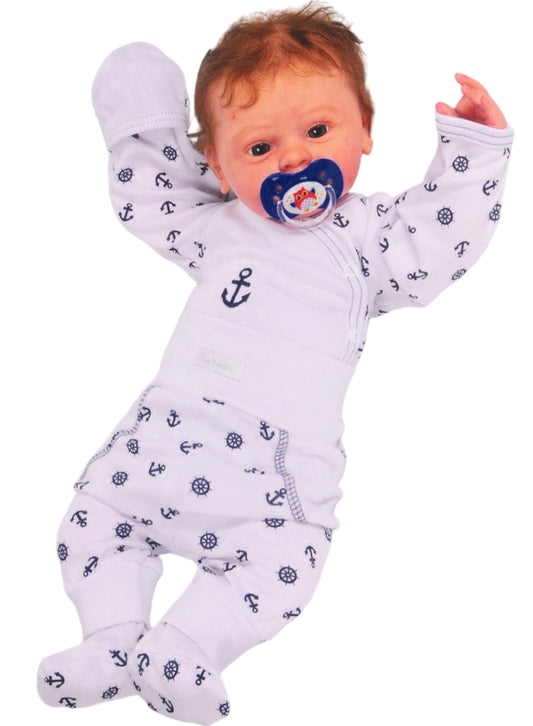 Body und Hose Baby Anzug in Weiß mit Anker Muster