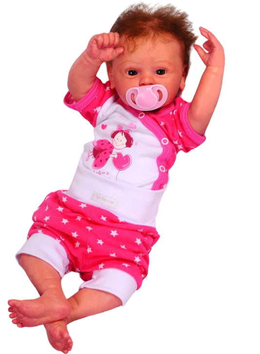 Body und Shorts Baby Anzug in Pink mit Sternen und Marienkäfer