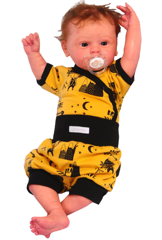 Wickelbody und Shorts Baby Anzug in Senfgelb