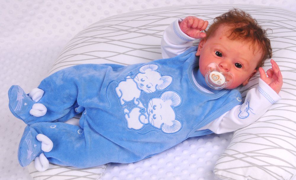 Strampler und Shirt Baby Anzug in Blau mit Mäuschen