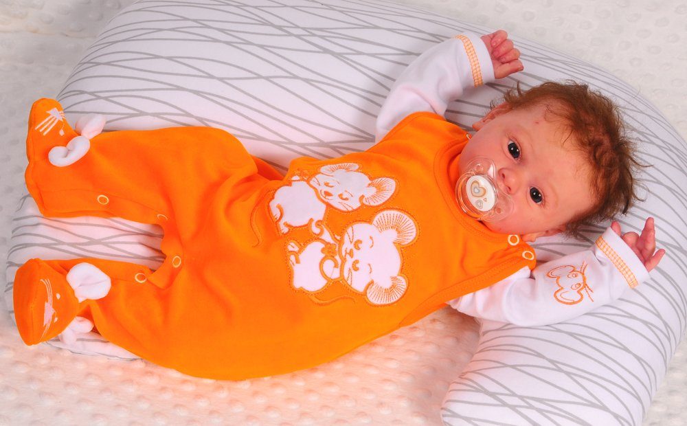 Strampler und Shirt Baby Anzug in orange mit Mäusen